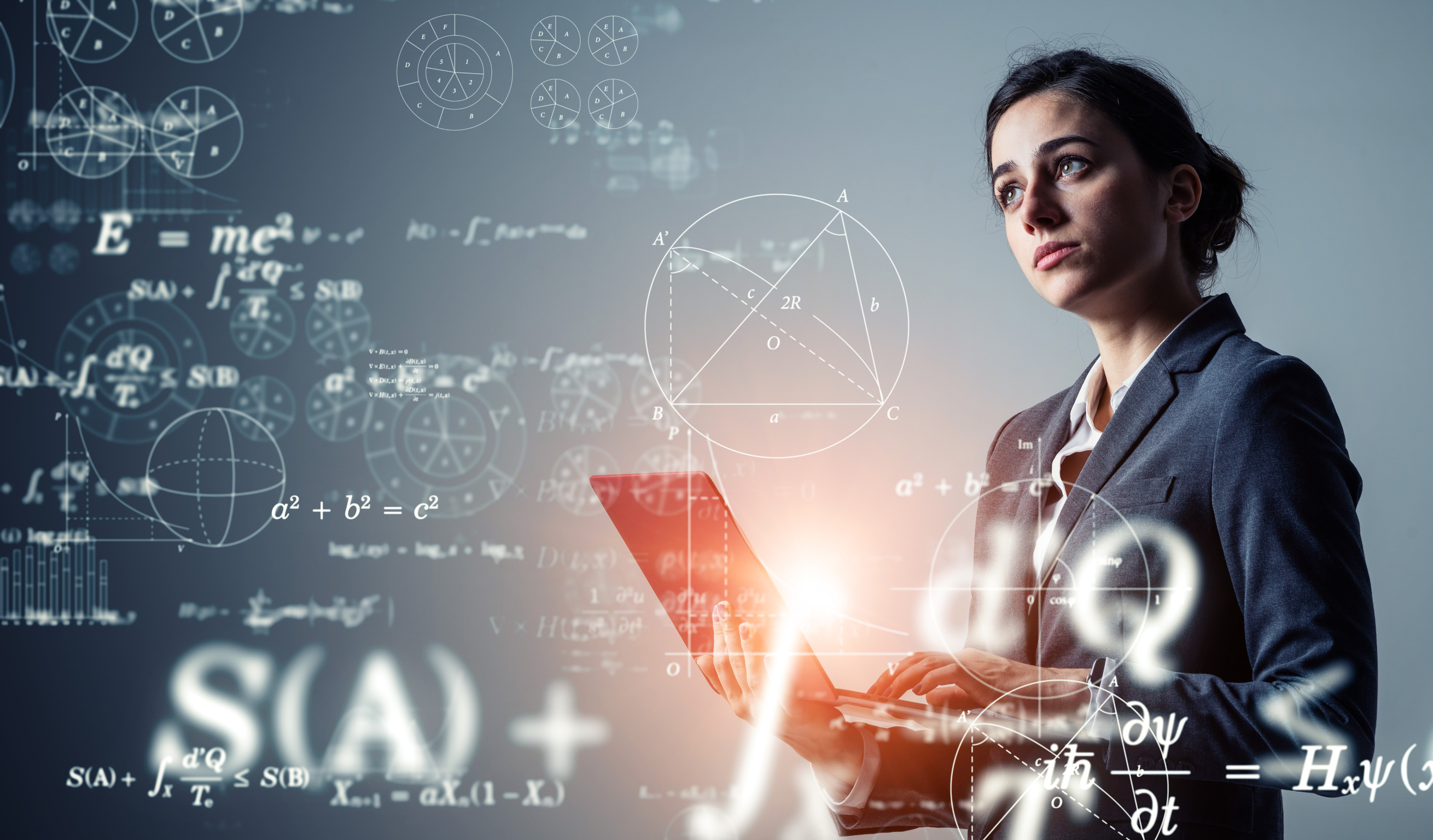 Science technology concept. Mathematician. Scientist.